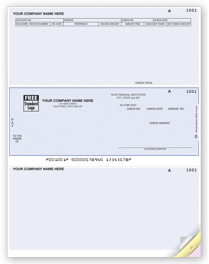 Business Account Payable Checks with Voucher and Invoice Number Details