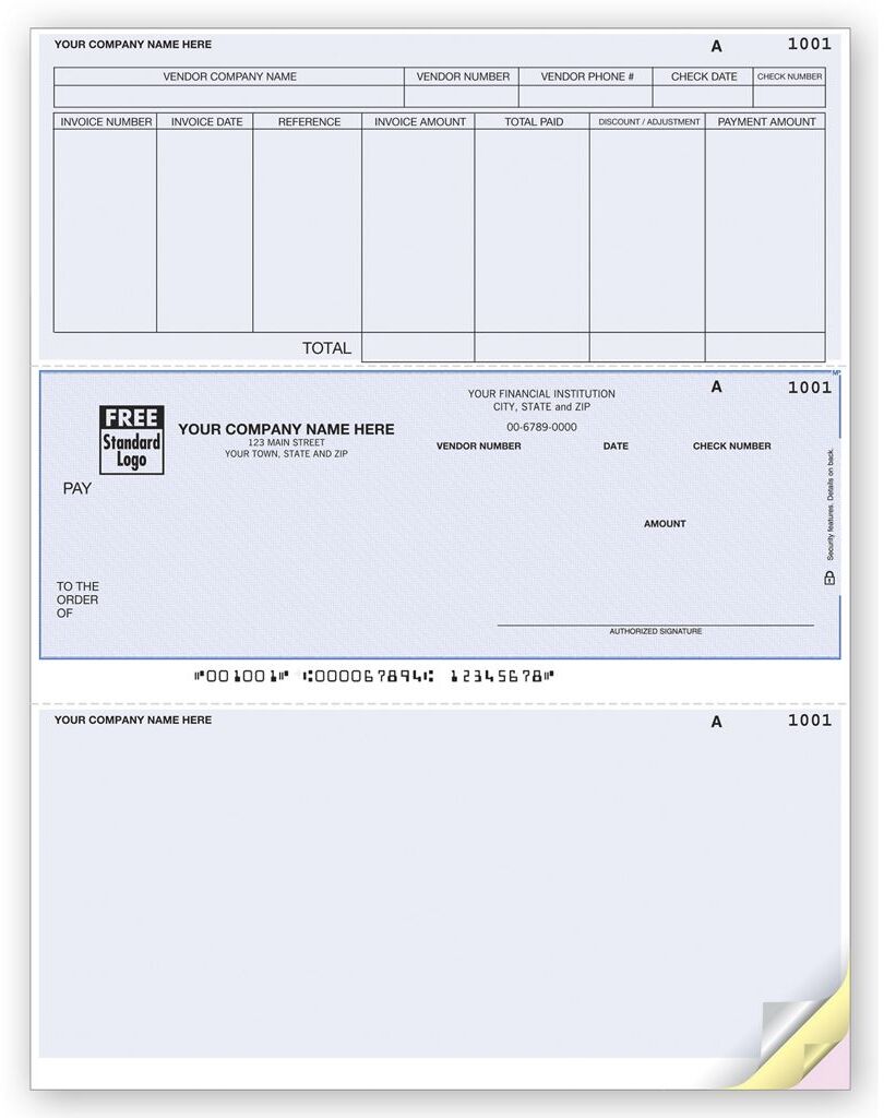 Laser Accounts Payable Checks with Adjustment Column