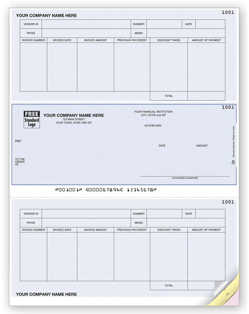 Computer Checks for Accounts Payable with Payee Info and Memo