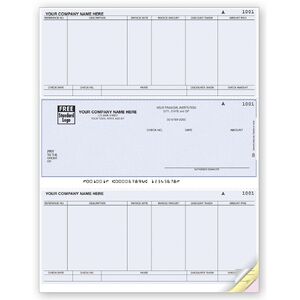 Computer Checks for Accounts Payable - Middle Check with 2 Stubs