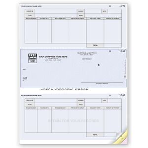 Accounts Payable Middle Checks with Stubs for Record Keeping