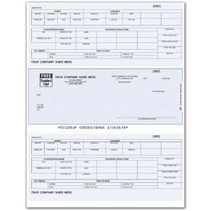 Custom Printed Payroll Checks with Detailed Hours, Vacation, Overtime and Taxes Paid