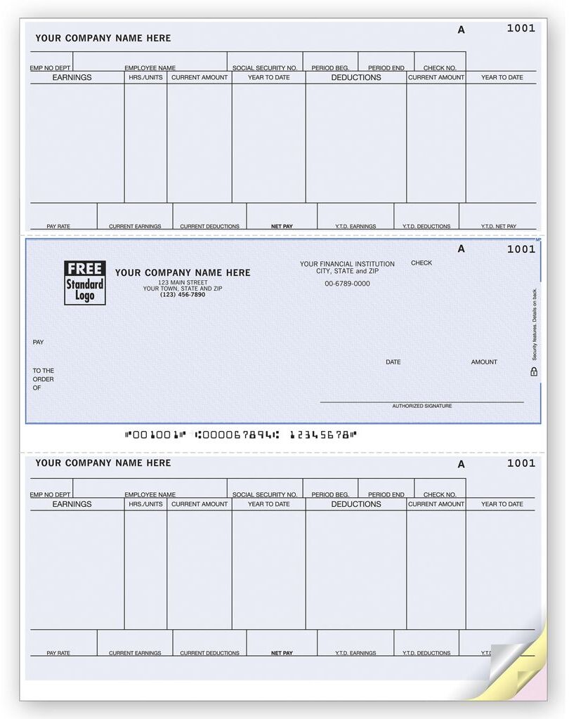 Laser Payroll Checks Printed on Secure Paper