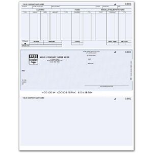 Business Payroll Checks with Detachable Stubs, Detailed Column with Decimals