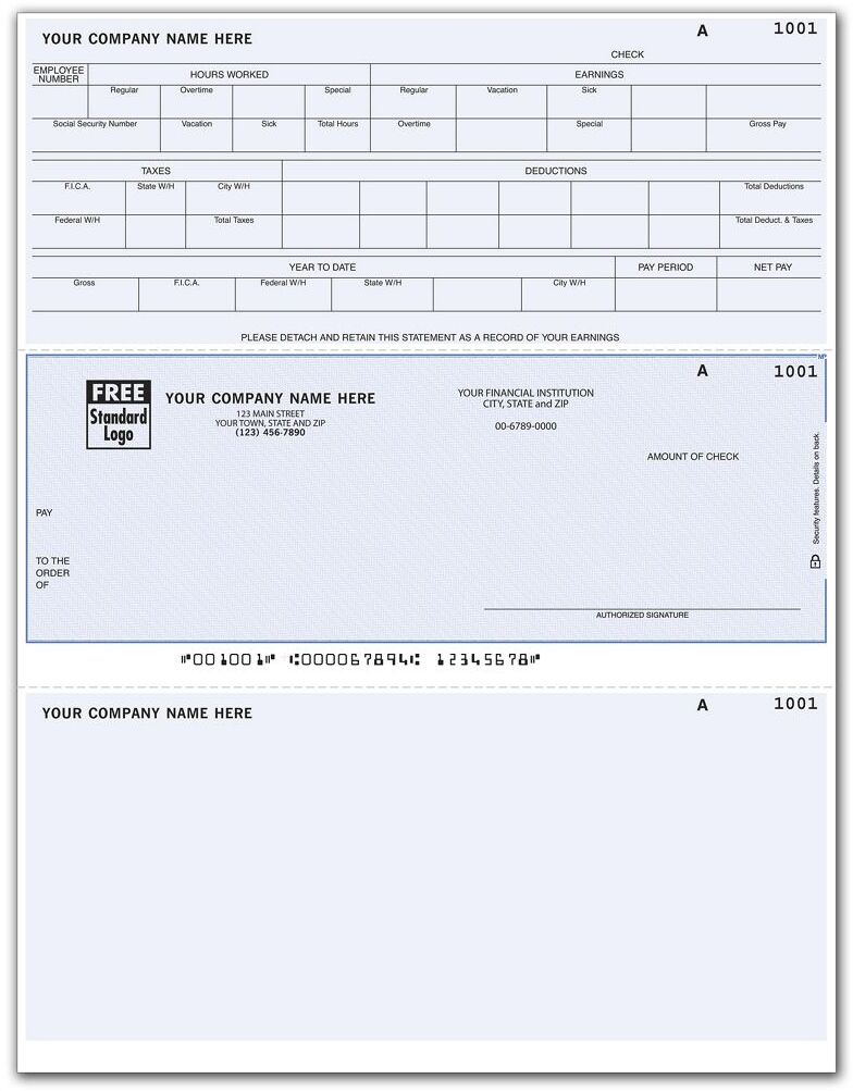 Software Compatible Payroll Checks with Hours and Tax Details