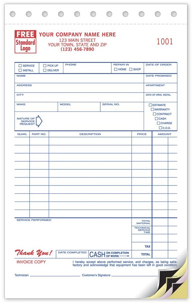 Carbon Copy Sales & Service Invoices