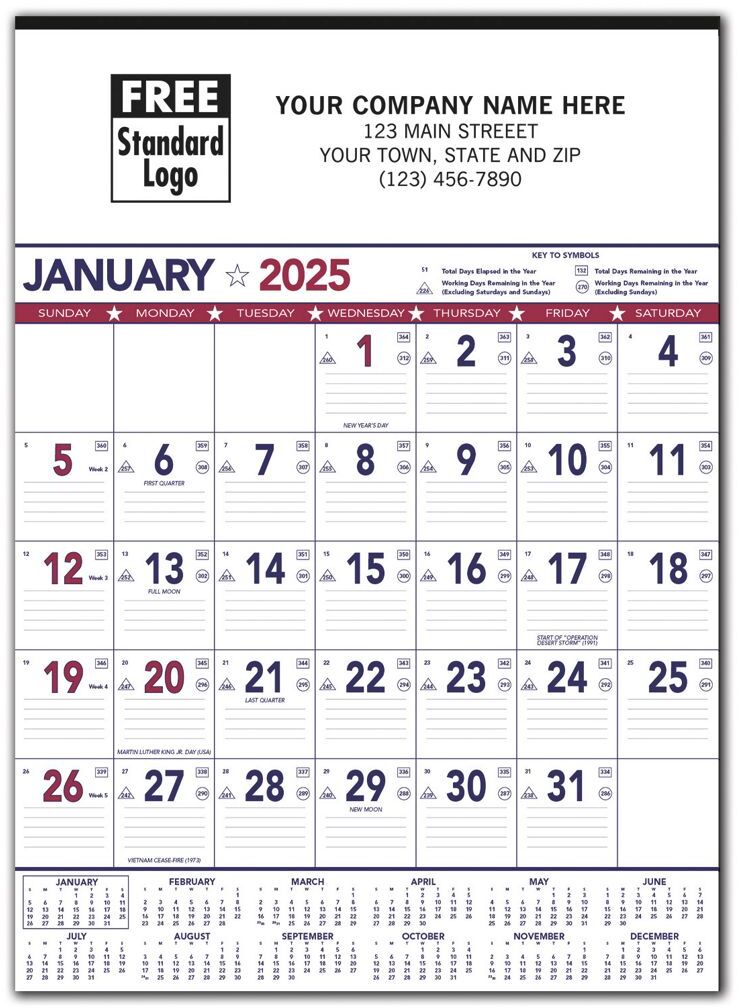 2025 Patriotic Contractor Calendars with Custom Printing