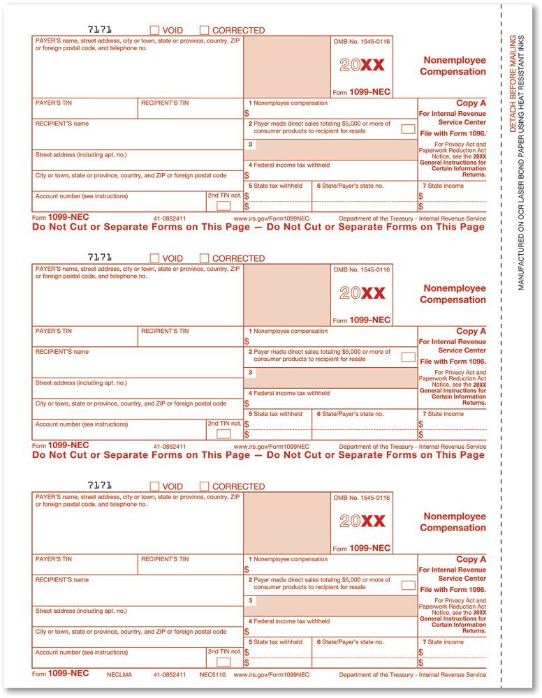 1099 NEC Forms - Copy A