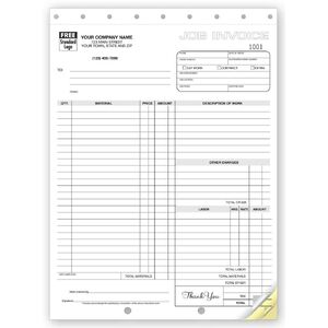 Custom Printed Carbonless Job Invoices