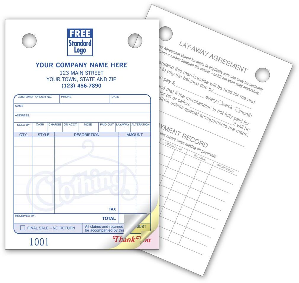 Clothing Order Forms, Small