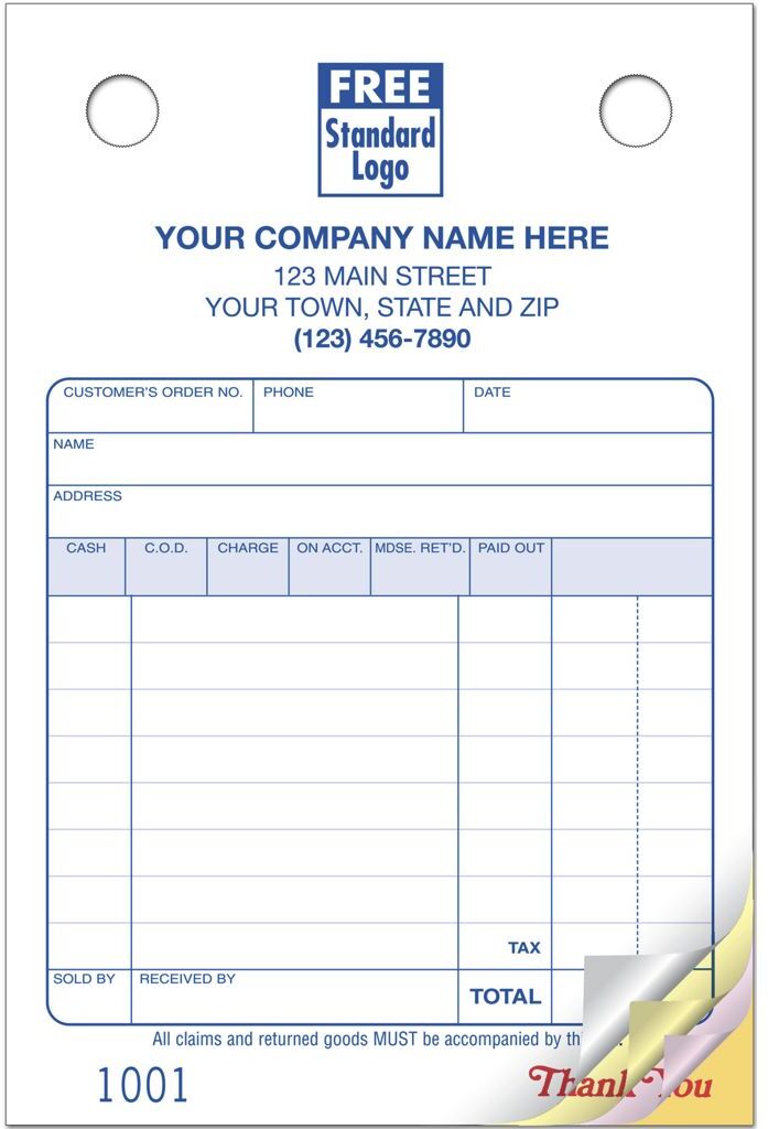 Retail Order Forms | Small Register Forms