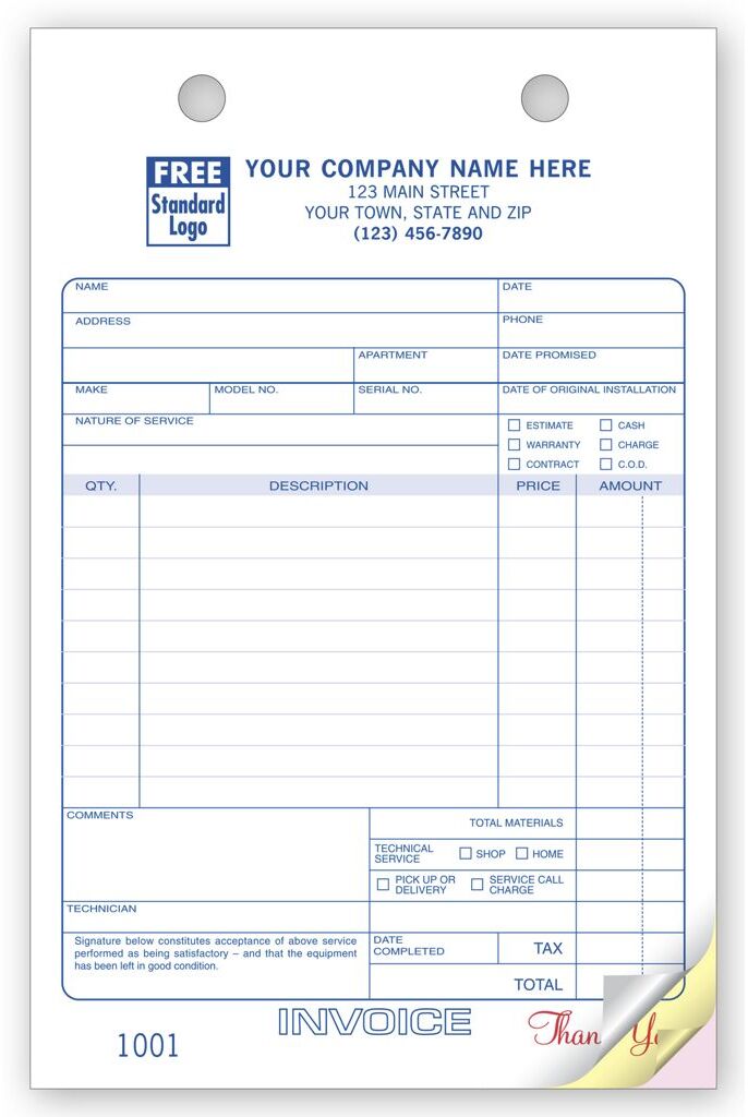 631 - Custom Service Order Forms Printing