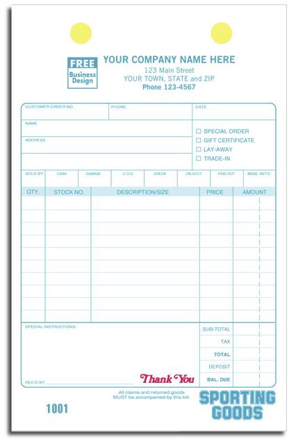 2522 - Sporting Goods Order Forms