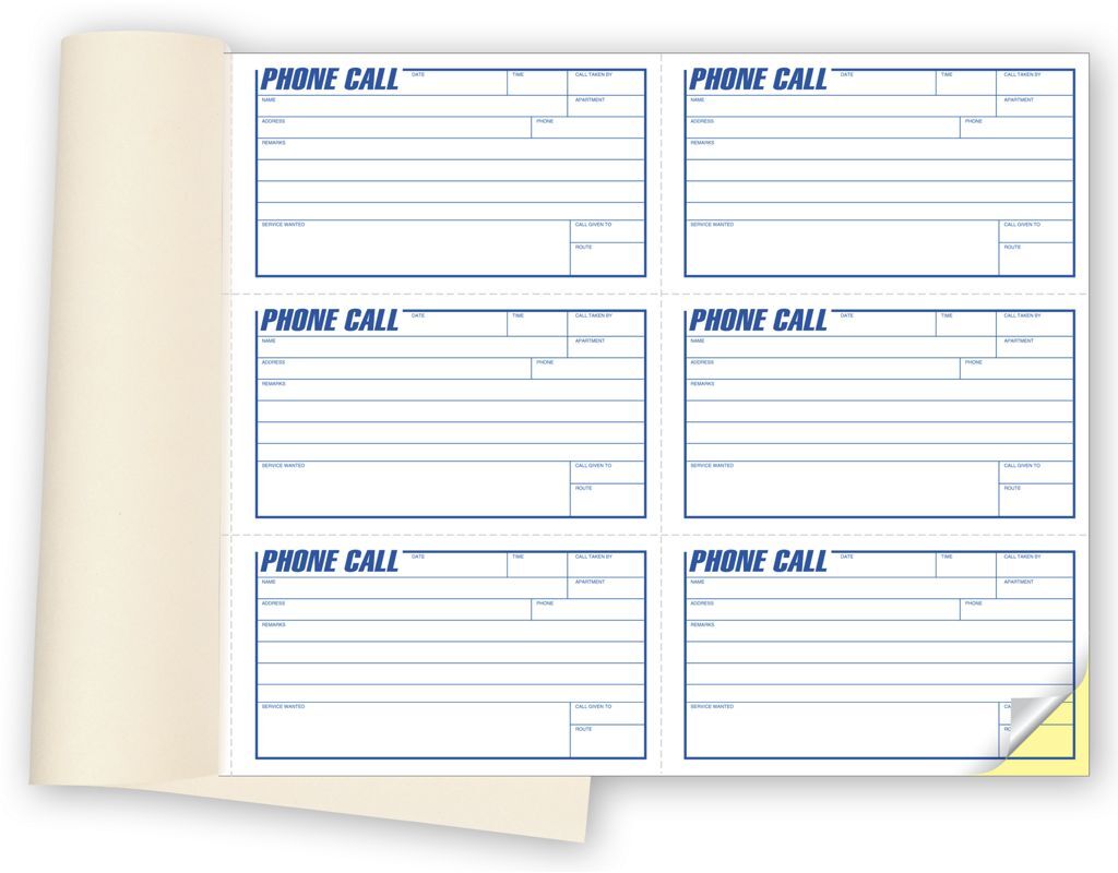 6-2 - Phone Message Books with Carbon Copy, 6 Calls per Page