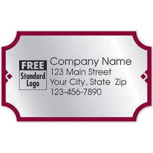 Silver foil labels with red border