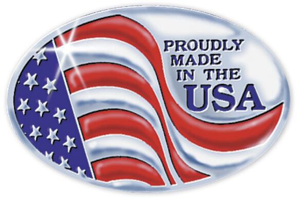 Custom Made In America Oval Labels, Size: 1 1/2" x 1"