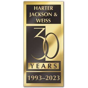 Rectangular anniversary label, black and gold