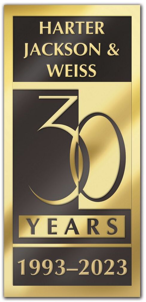 Rectangular anniversary label, black and gold