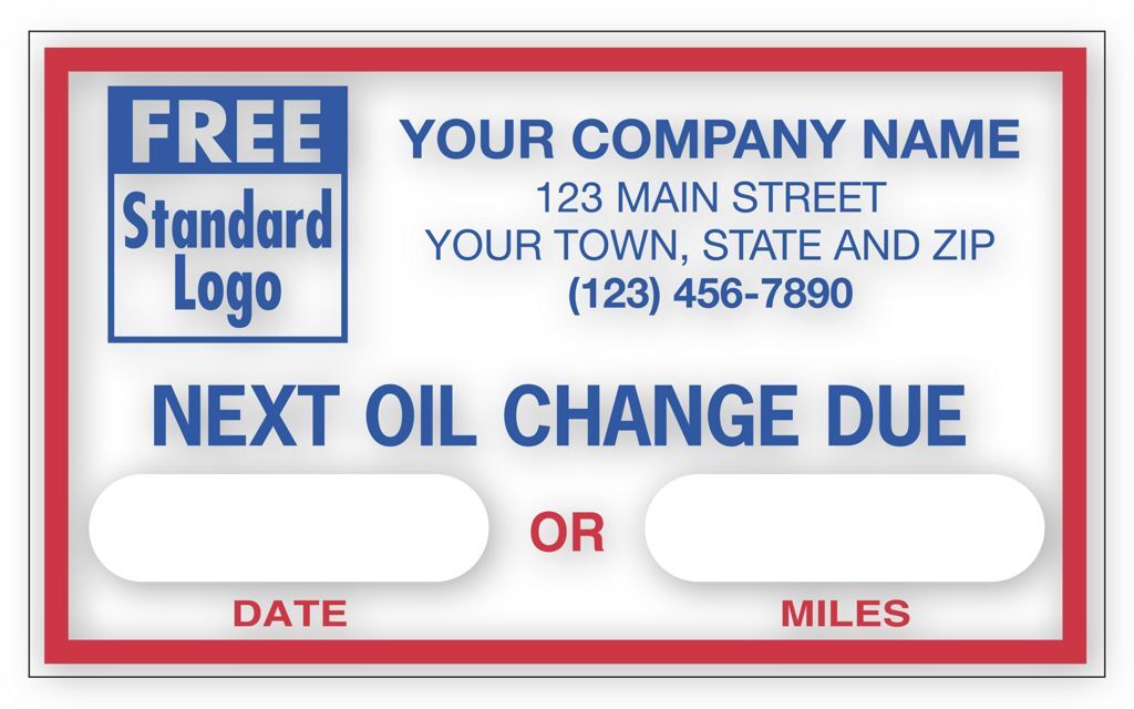 1690C - Static Cling / Windshield Labels: Next Oil Change Due