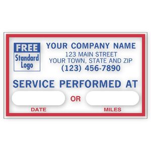 1690F - Static Cling / Windshield Labels: Service Performed At...