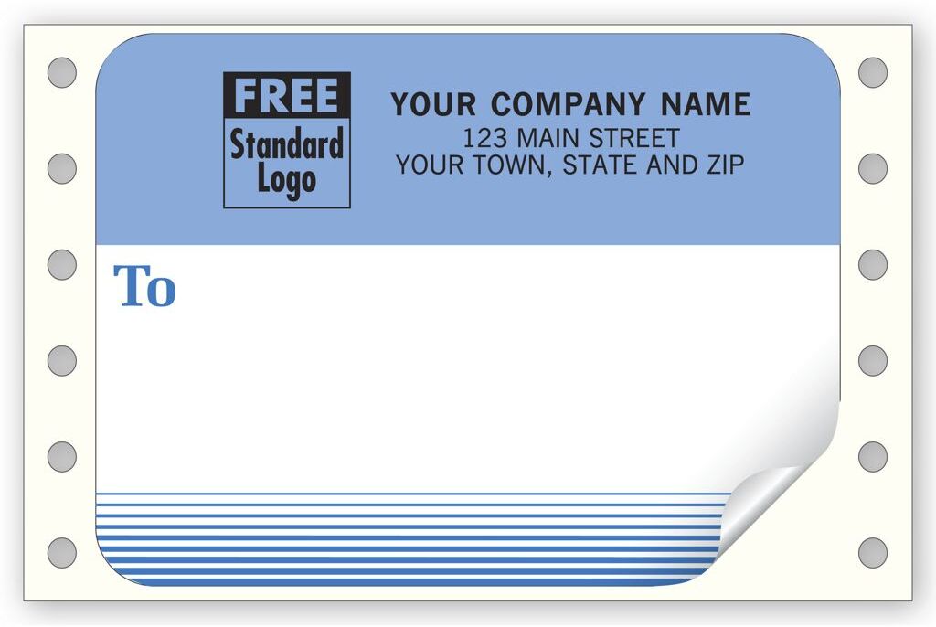 1290 - Continuous Mailing Labels, Blue & White