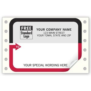 1289 - Continuous Mailing Labels, Black & Red Arrow