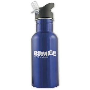 109655 - Custom Logo Stainless Steel Sport Bottles, Wide Mouth, 16 Oz.