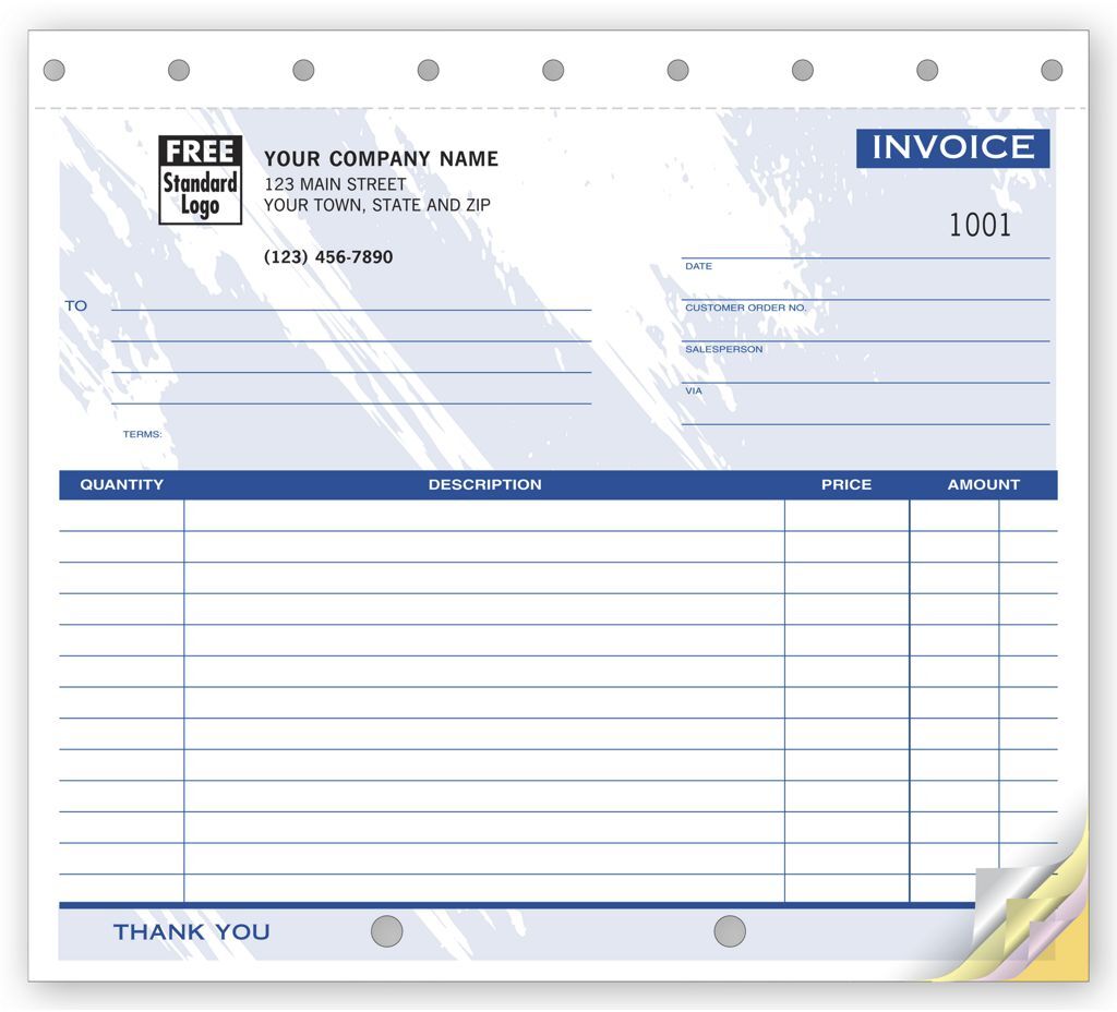 108T - Compact Carbonless Invoices with Color Background