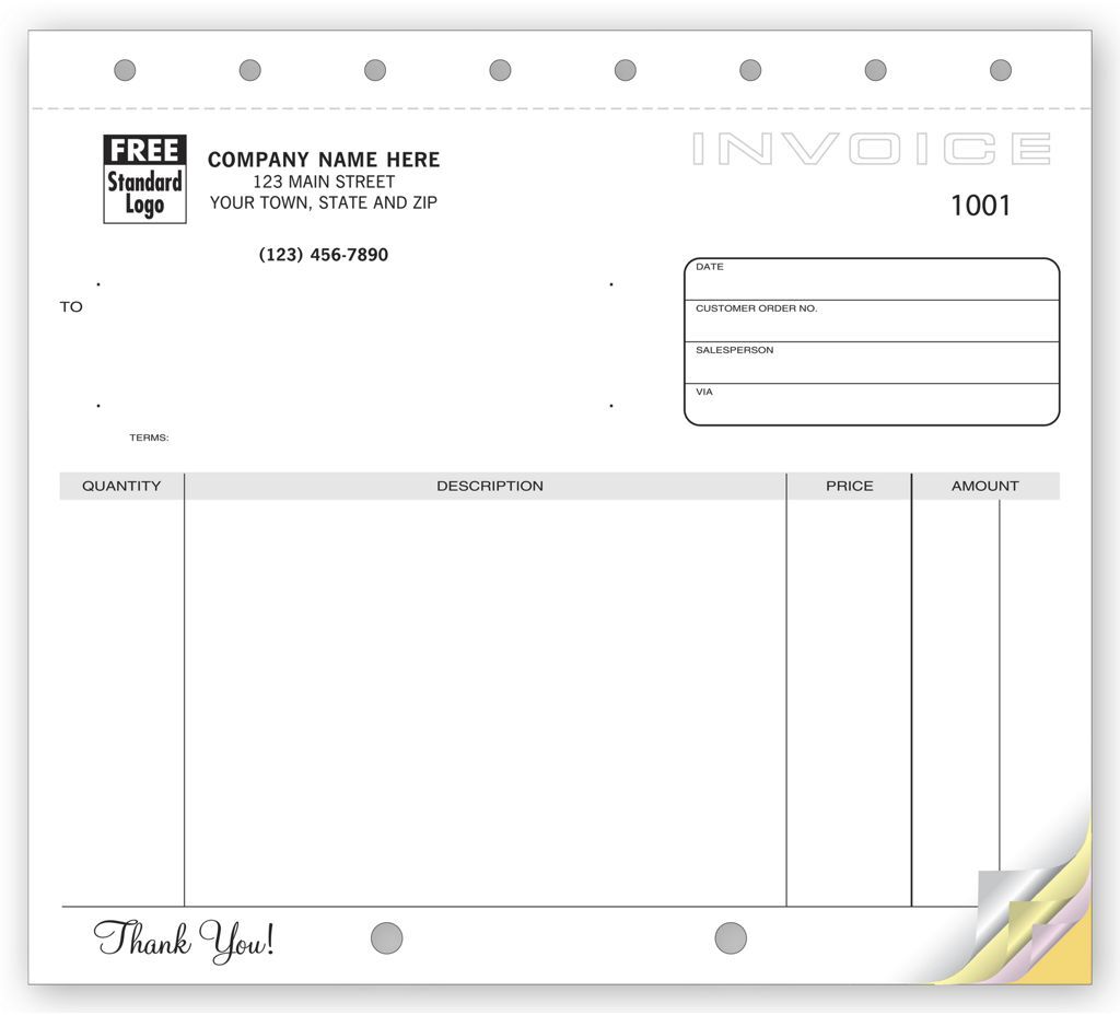 107 - Compact Carbonless Invoices, Unlined