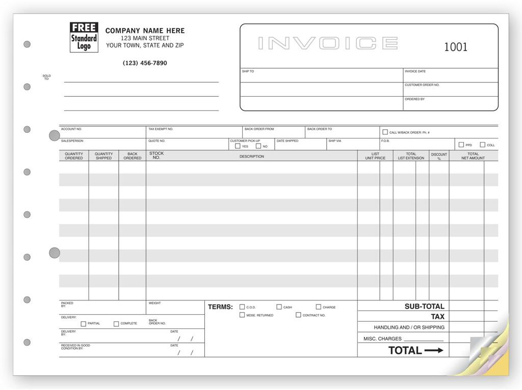 119 - Custom Printed Horizontal Wholesale Invoices