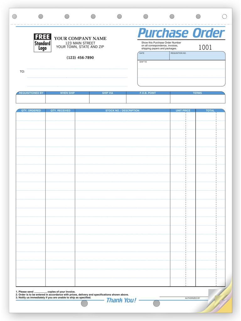 4586 - Custom Printed Purchase Orders with Requisitioned By and Shipment Details