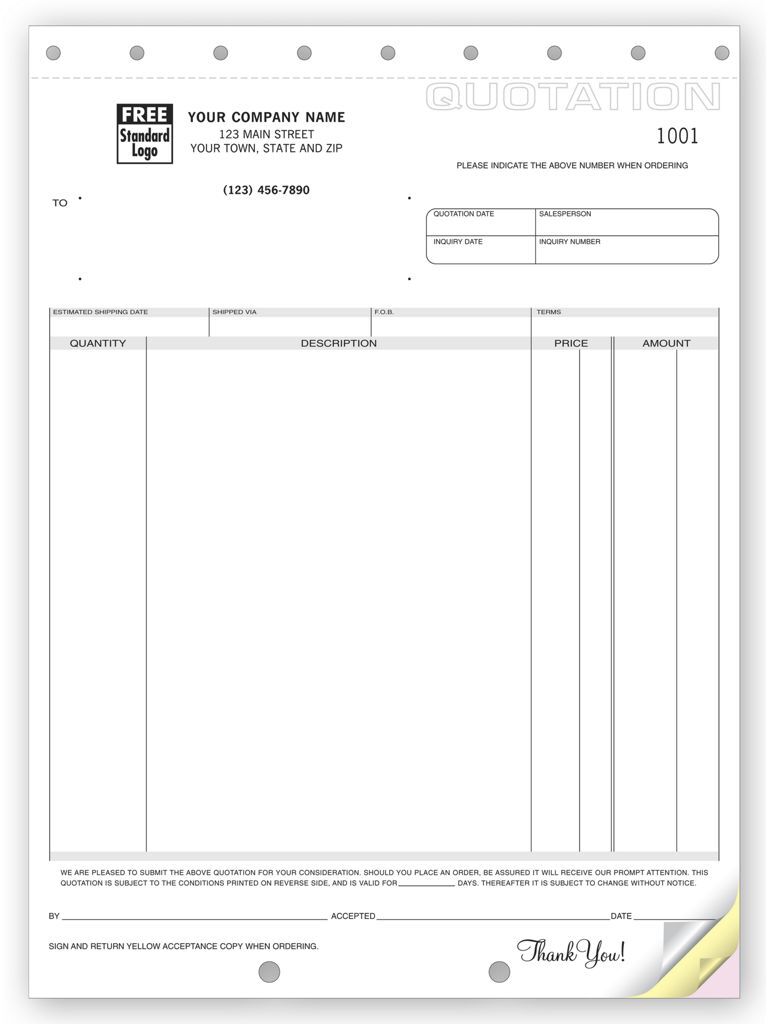 290 - Custom Printed Quotation Forms with Copies