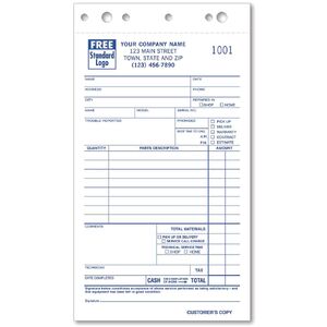 308 - Service Order Forms with Parts Details Section