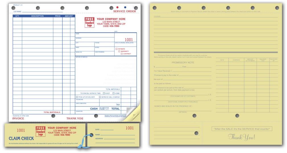 Service Order Forms & Claim Check