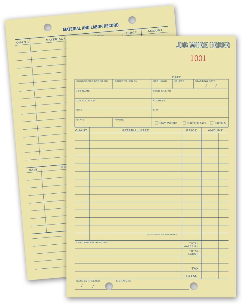 256 - Job Work Order Pads