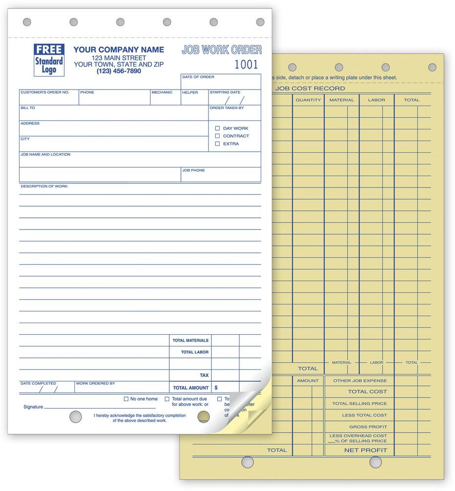 6558 - Carbonless Job Work Orders