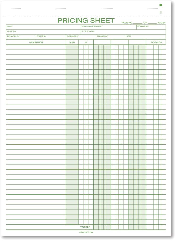 235 - Pricing Estimate Pads