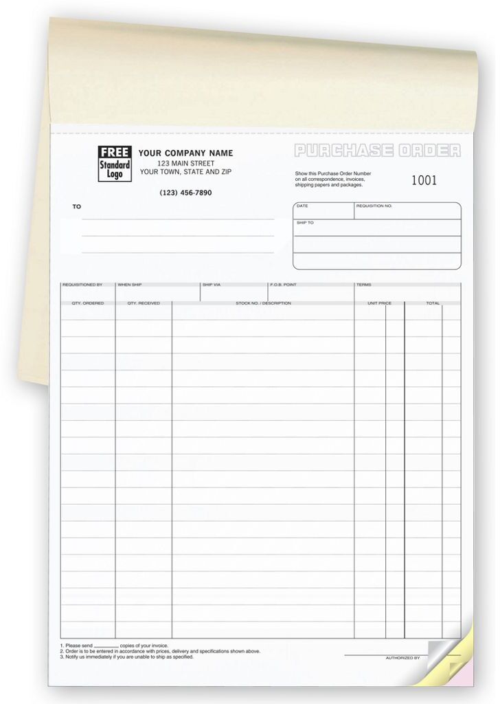 92B - Custom Printed Purchase Order Books, Letter Size