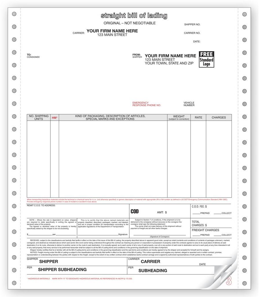 13650 - Continuous Straight Bills of Lading