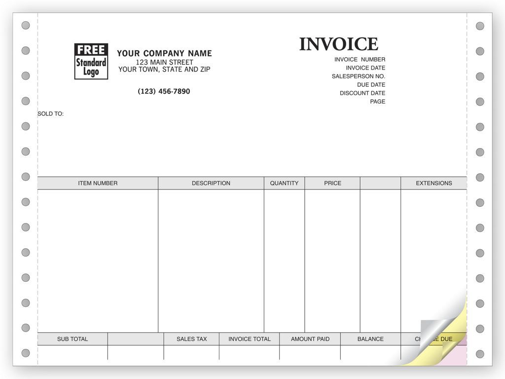 13023 - Personalized Triplicate Continuous Invoices