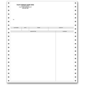 Pin Feed Invoices, Duplicate Format