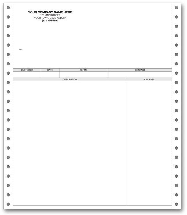 Pin Feed Invoices, Duplicate Format