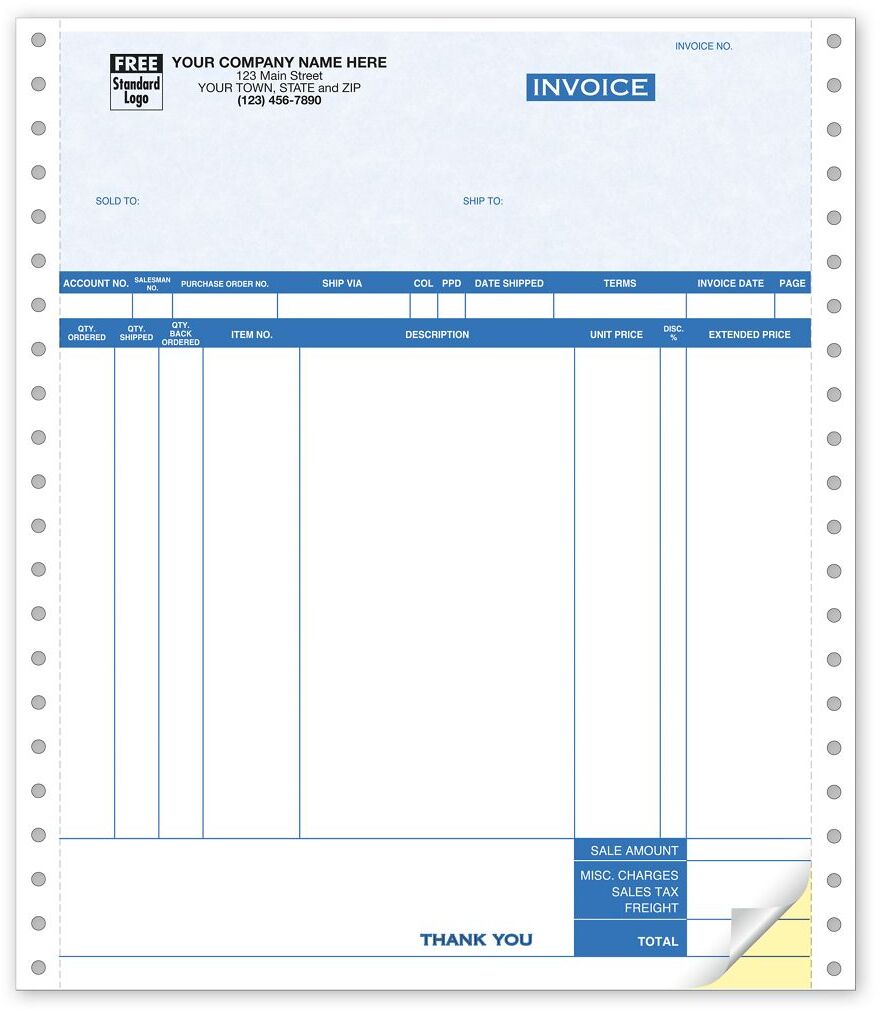 9041G - General Continuous Invoices - Parchment Background