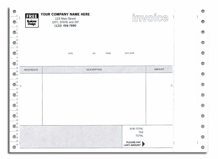 9296 - Continuous Non-Inventory Invoices for Clip, Quadruplicate Format