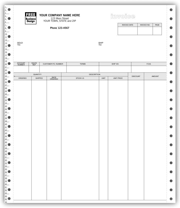 9319 - Triplicate Invoices for Peachtree - Continuous Format