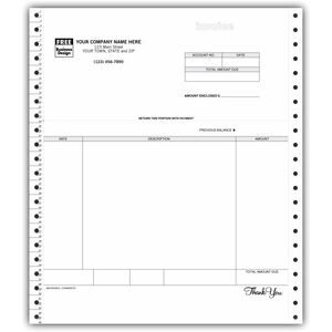 Continuous Computer Laser/Inkjet Invoices