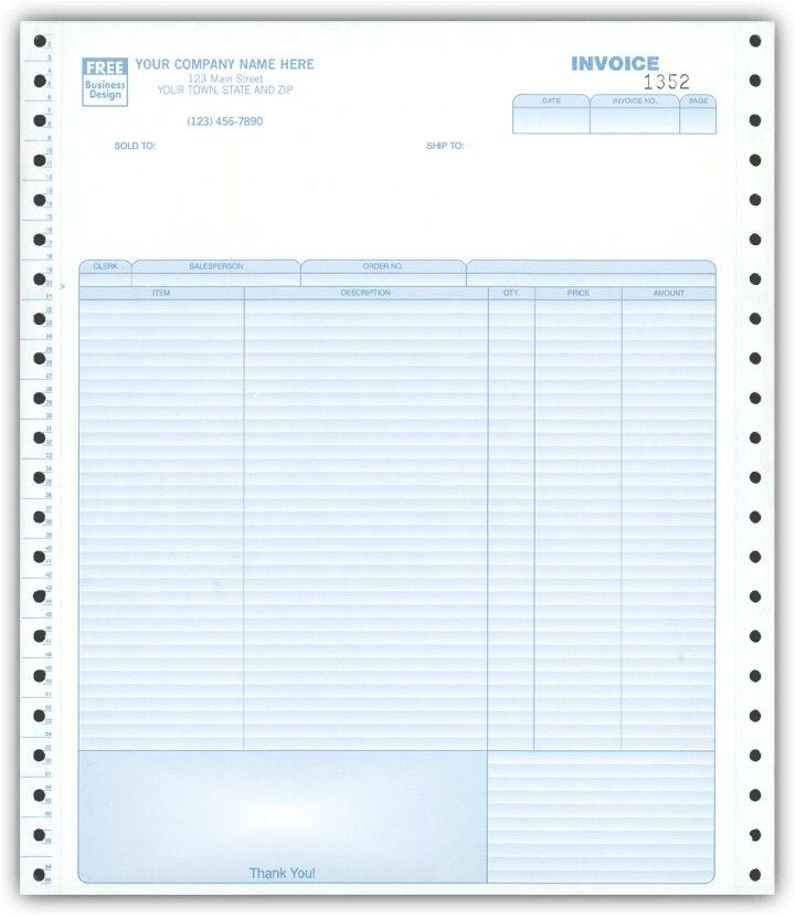 12508 - General Continuous Invoices, Triplicate