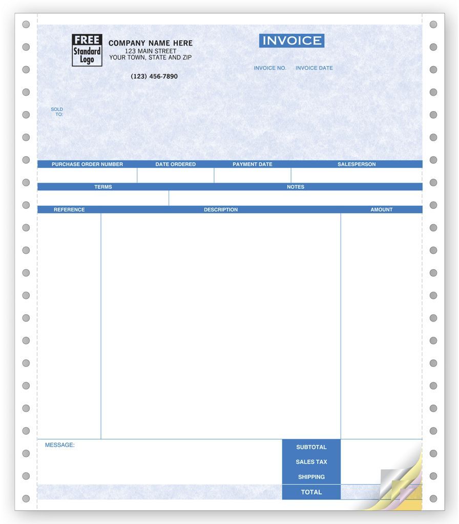 13189G - Continuous Service Invoice for One-Write Plus with Parchment Color Background