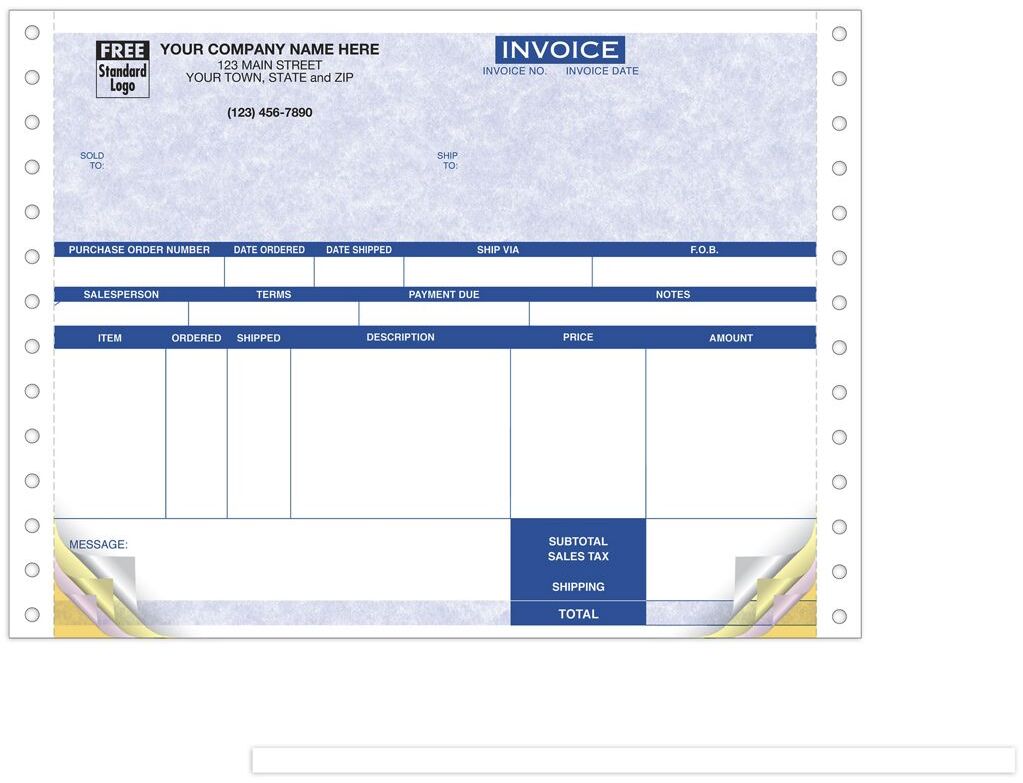 13199G - Continuous Inventory Invoices for One-Write Plus - Parchment Color Background