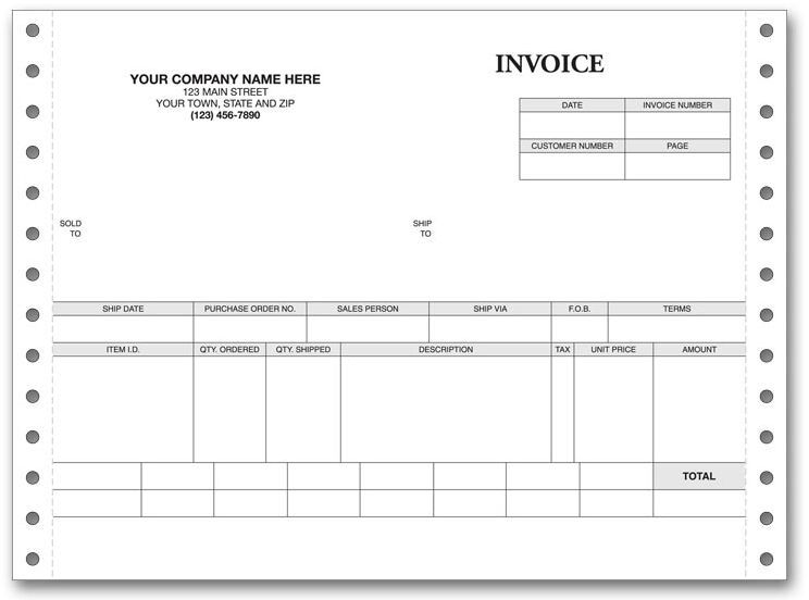 7" Retail Invoice for Pin Feed Printers